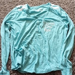 L, women's, PINK, long sleeve, teal, I'd rather cuddle top